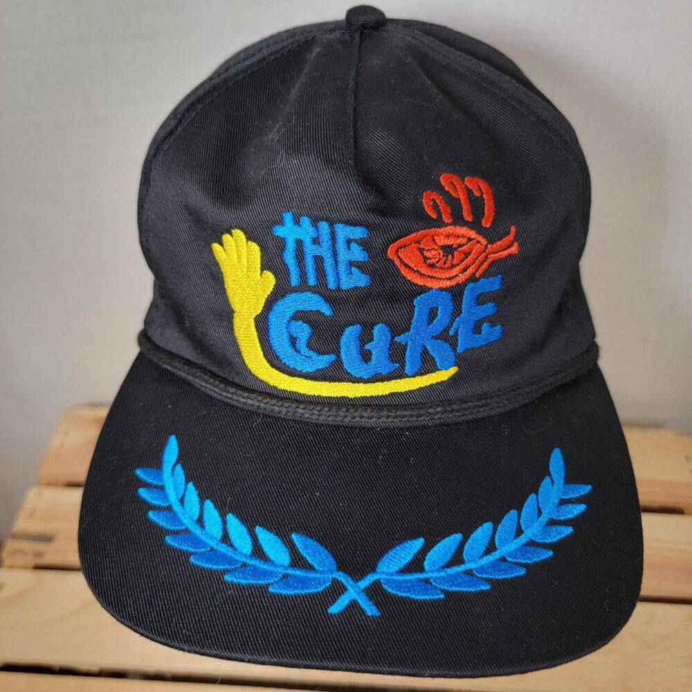 The Cure Ball Cap Snap Back Embroidered Black Wide Brim - Disintegration